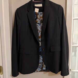 Ann Taylor Black Women's Blazer with Floral Patterned Blouse